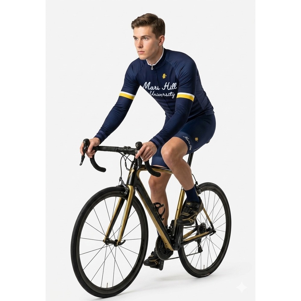 Hincapie Mars Hill University Cycling Jersey Womens Small Navy Blue Long Sleeve
